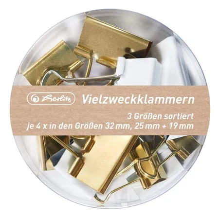 Herlitz Vielzweckklammern Pure Glam 3 Größen, 12 Stück