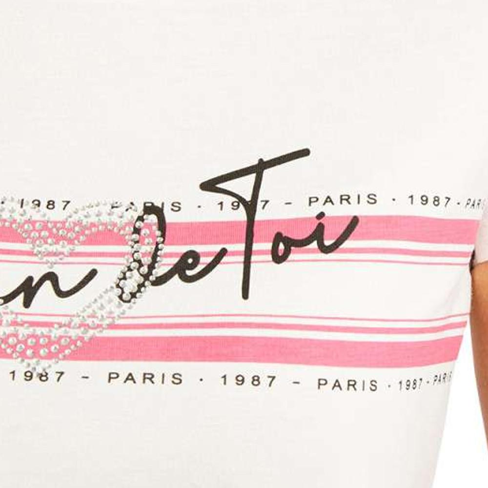 Morgan T-shirt Blanc/Rose Femme Morgan Dtoi