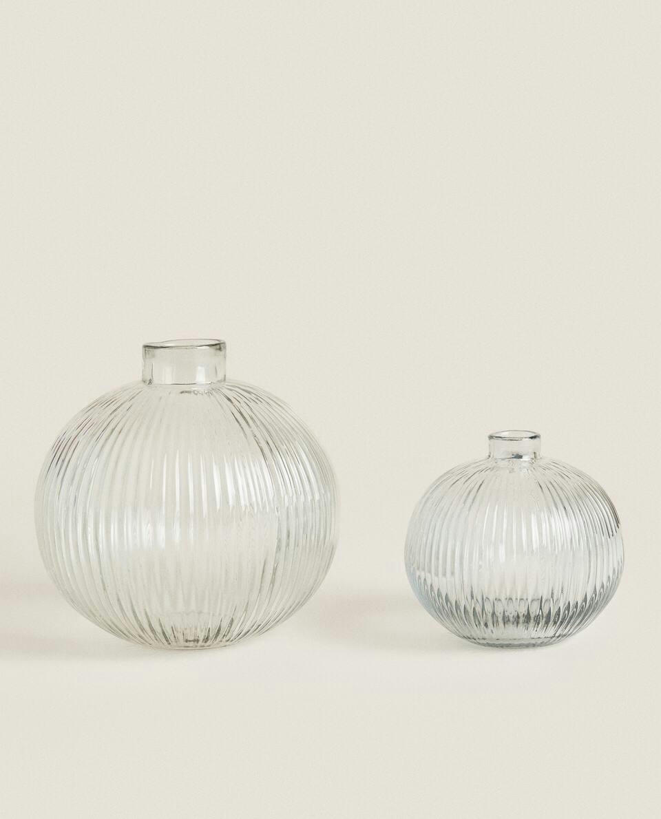 VASO DE VIDRO COM LINHAS