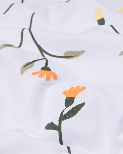 housse de couette en coton doux 200x200/220 fleurs blanc