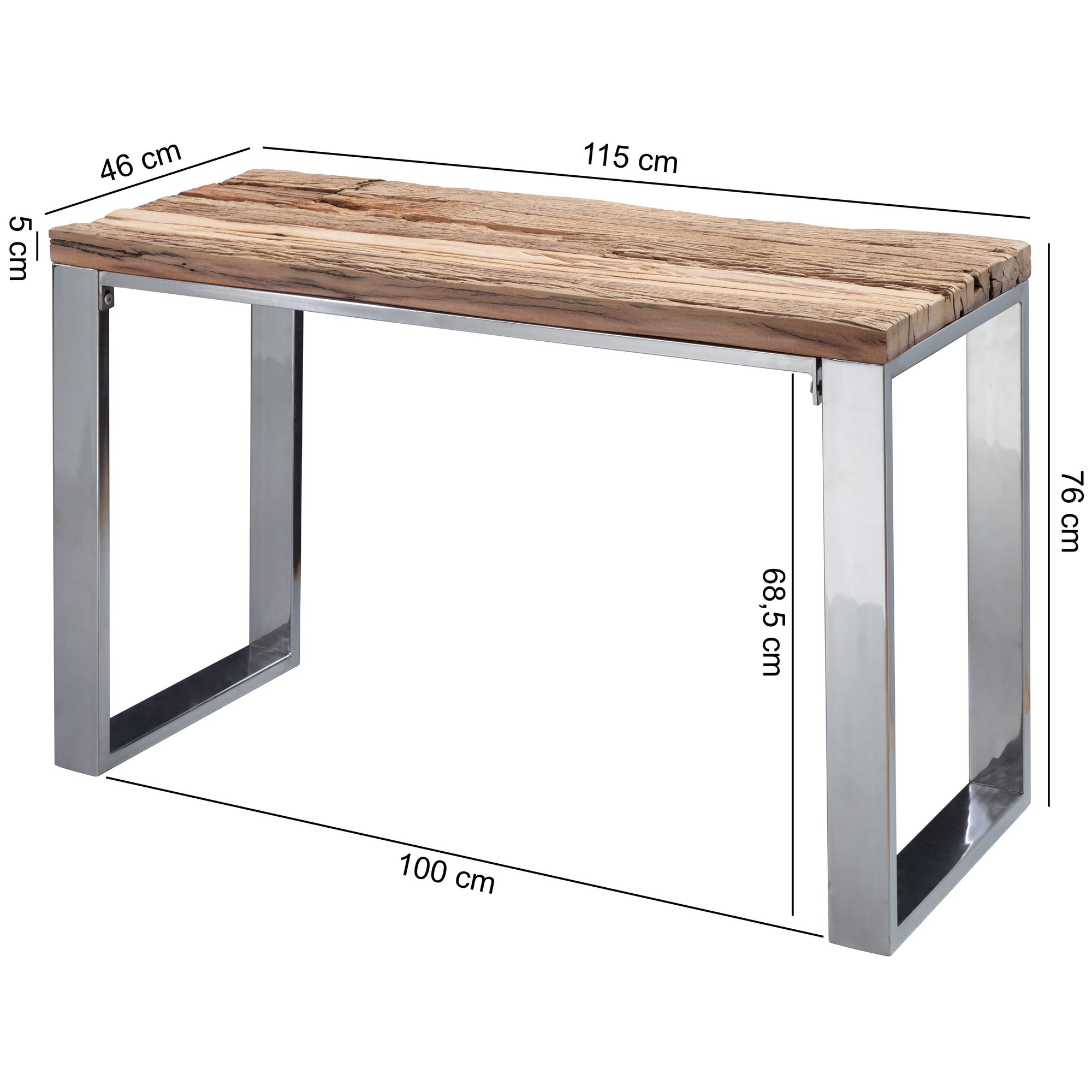 FineBuy Konsolentisch 115 cm Anrichte Konsole Industrial Massiv Laptoptisch