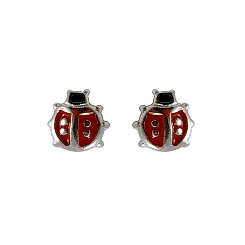 Boucles d'oreilles enfant Coccinelle en argent 925