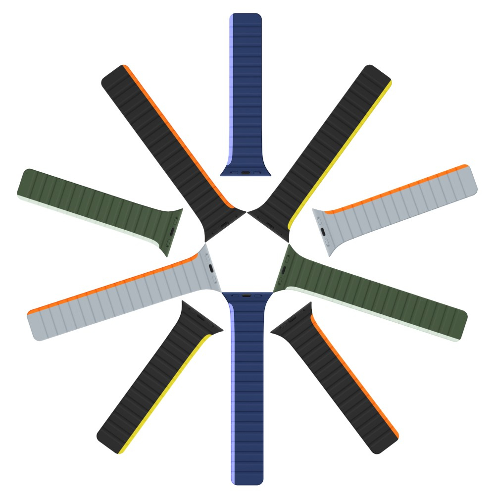 Apple Watch (42/41/40/38 mm) Silikon Armband mit Magnet-Verschluss (Gelenkumfang: 170-220mm) - Schwarz / Orange