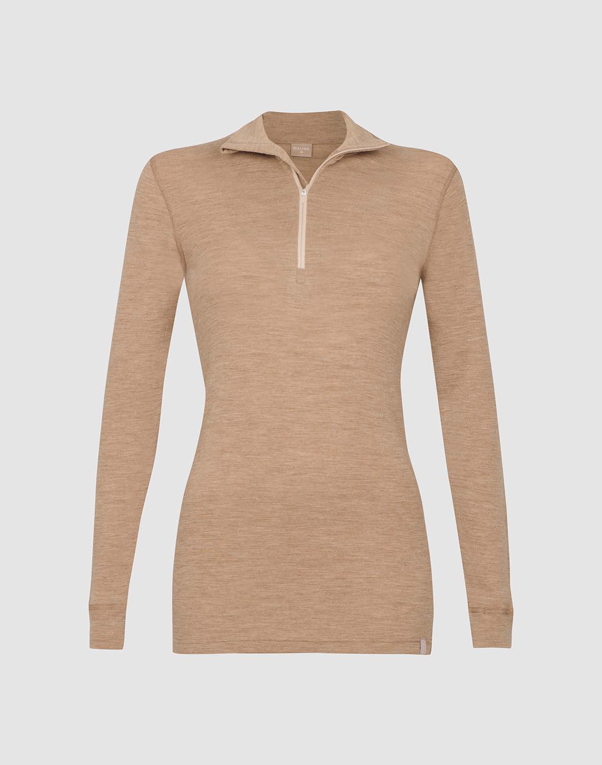 Shirt met ritssluiting van merinowol voor dames