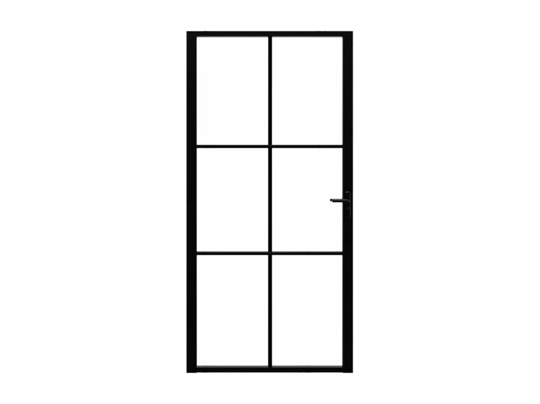 Porte intérieure Verre ESG et aluminium 102,5x201,5 cm Noir