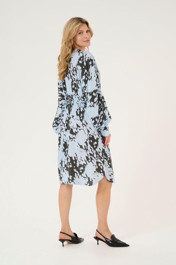 Kaffe KAlouise Dress Grey/blue graphic cloud