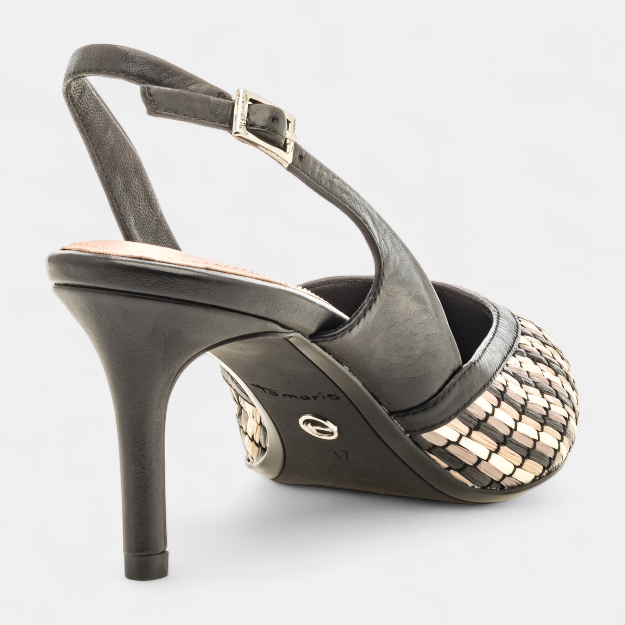 Escarpins avec bride arrière à talon Femme noir