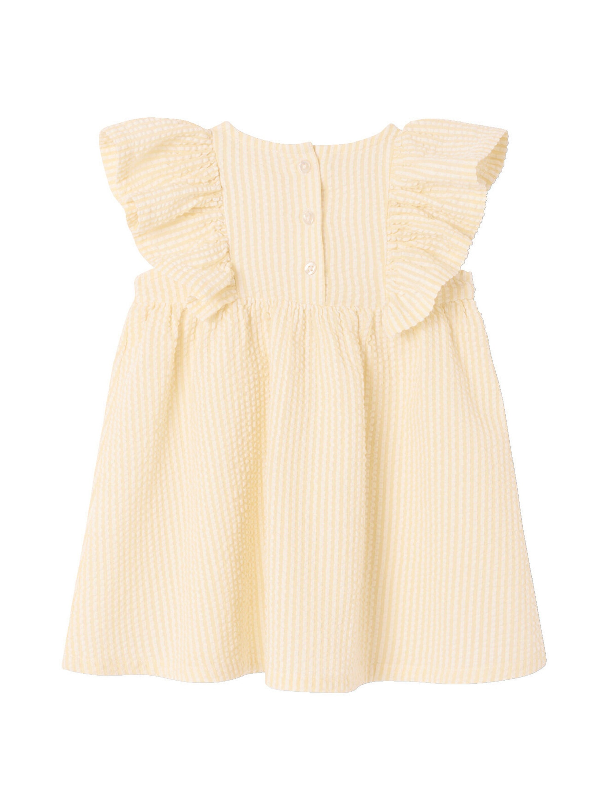 Vertbaudet Mädchen Baby Kleid aus Seersucker gelb gestreift