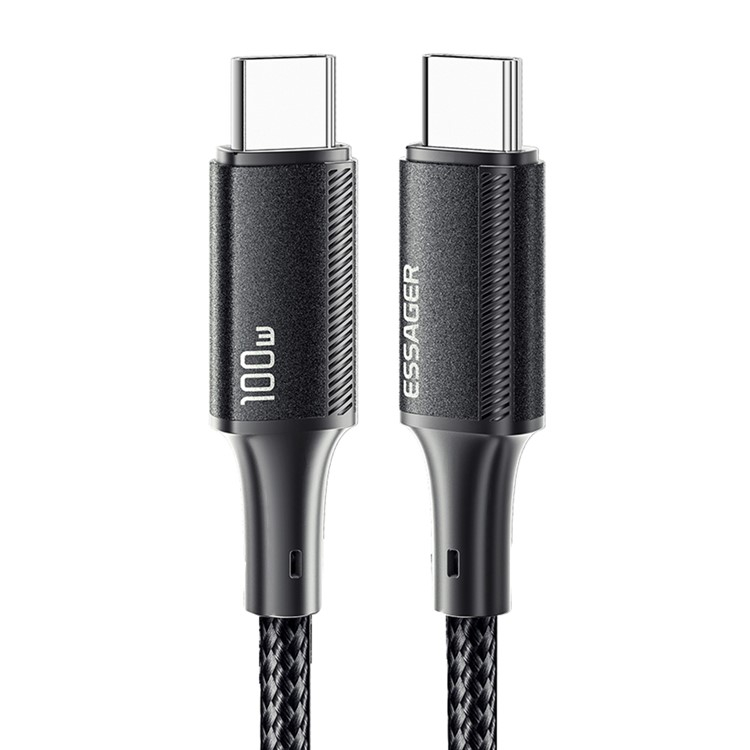 (25cm) 100W USB C auf USB C Ladekabel Nylon Datenkabel - Schwarz