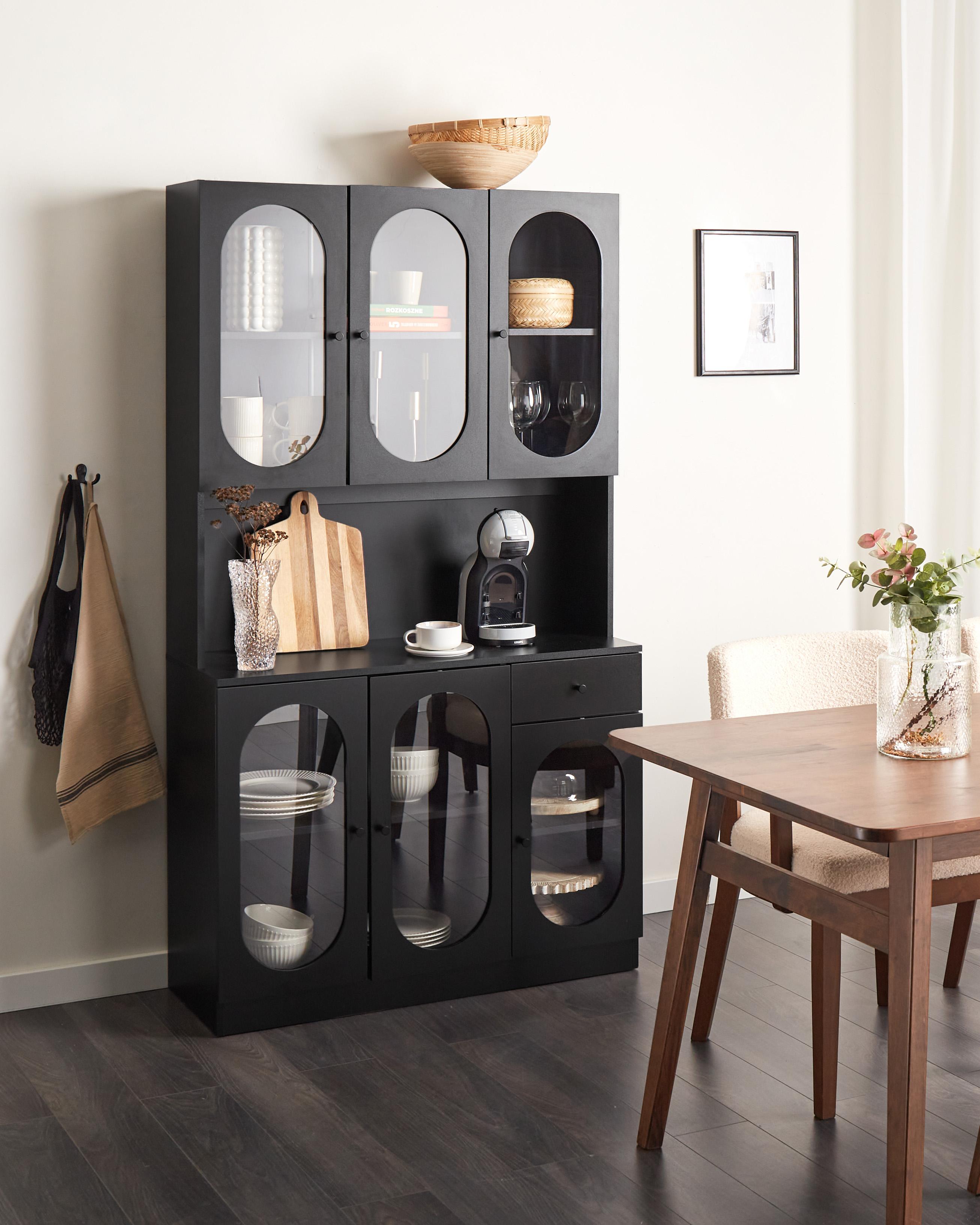 Glazen vitrinekast LANGFORD 100 cm Zwart