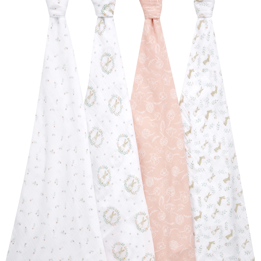 aden+anais™ Musslin Pucktuch 4er-Pack Blusching Bunnies 112 x 112