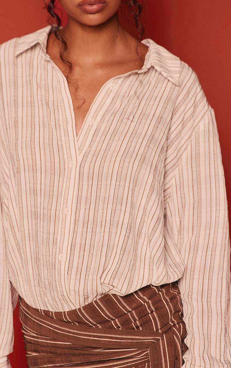 Crème Chemise Oversize À Rayures
