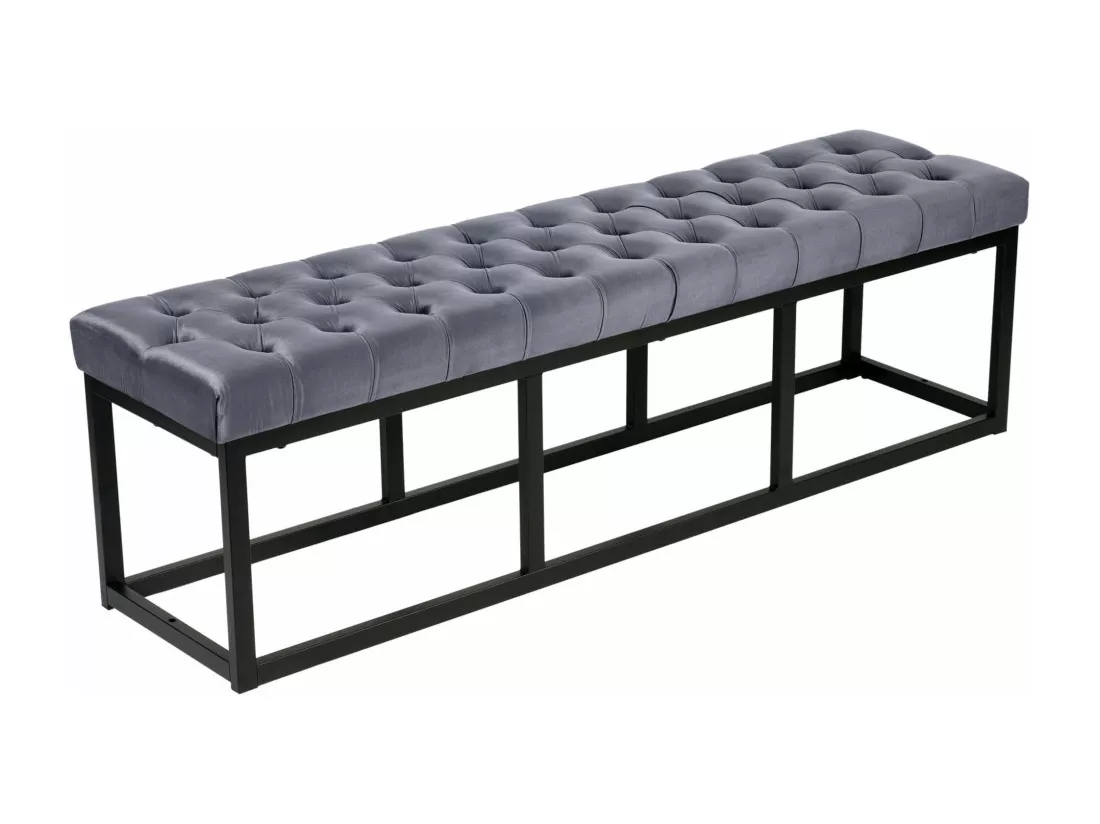 Banquette - Velours & Métal noir mat - Gris - Polson
