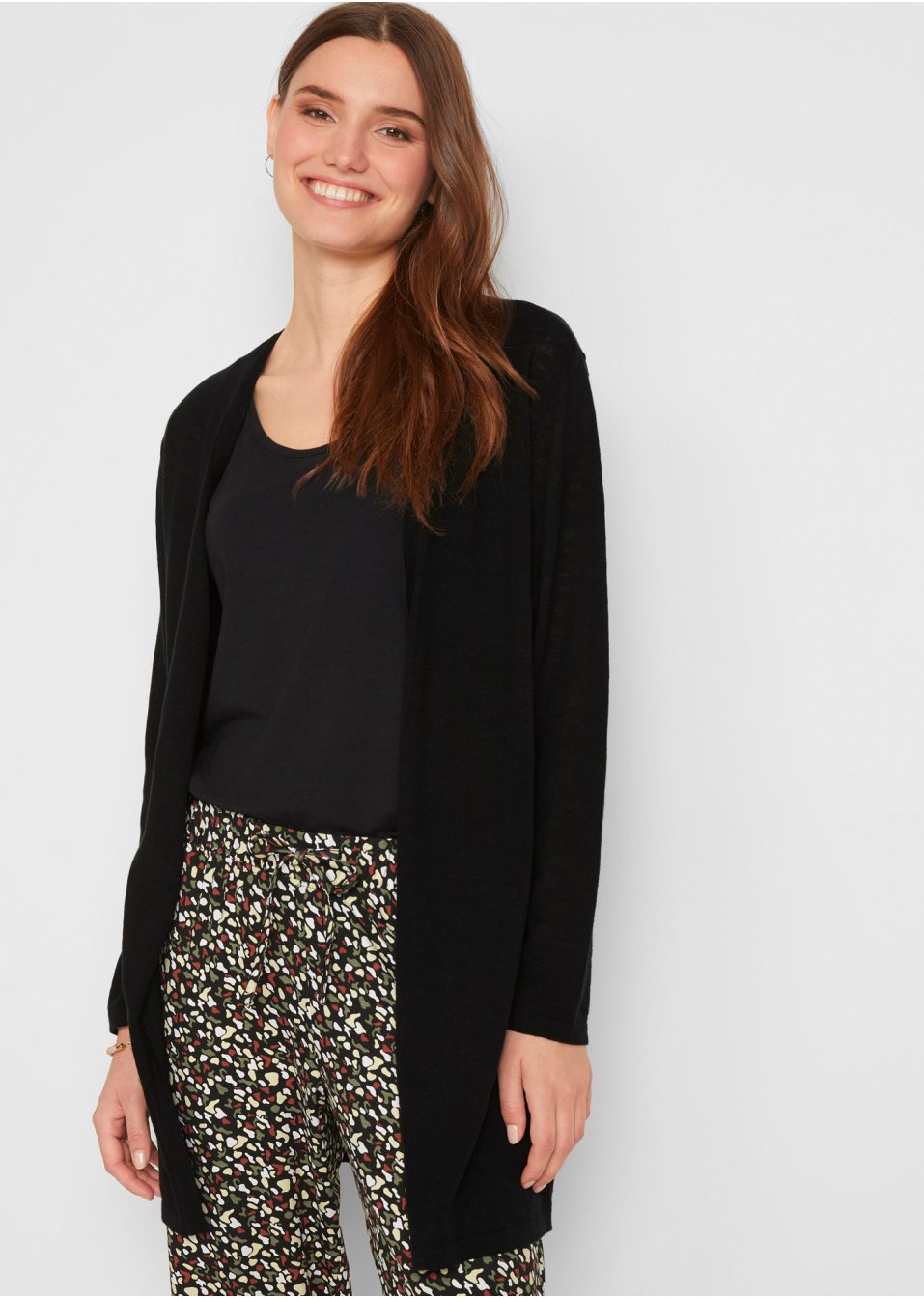 Gilet long en maille, ouvert