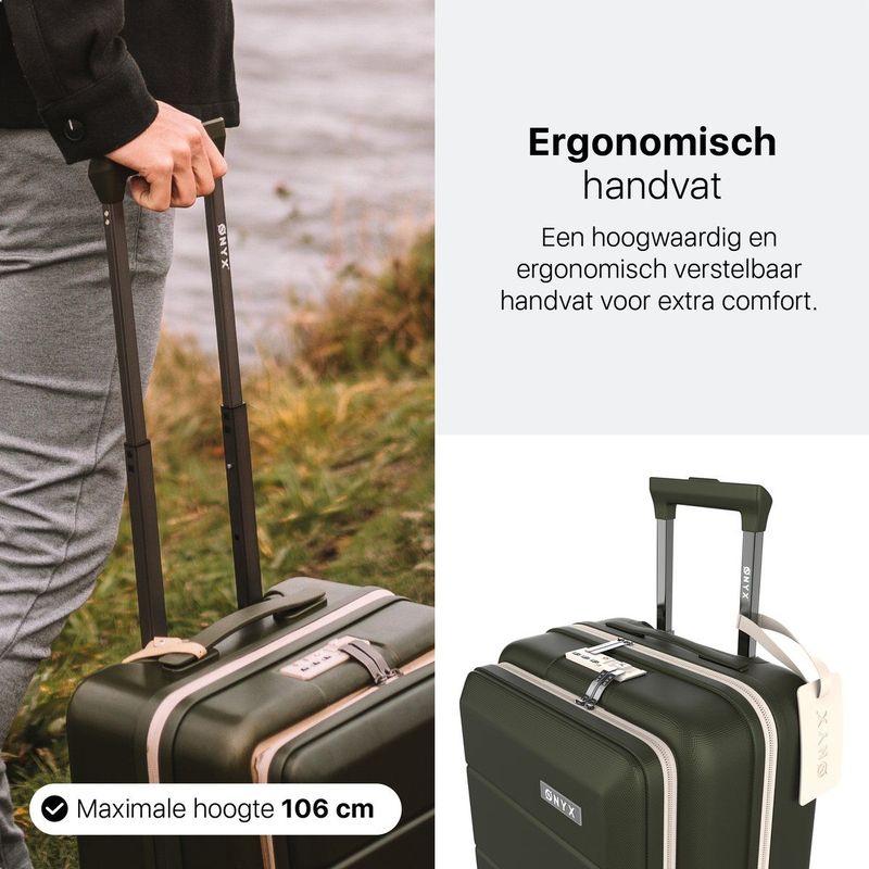 ONYX Handbagage Koffer 35 L - Spinner wielen - Lichtgewicht Trolley - Dubbel TSA Slot - Handig voorvak - 55 cm - Olive