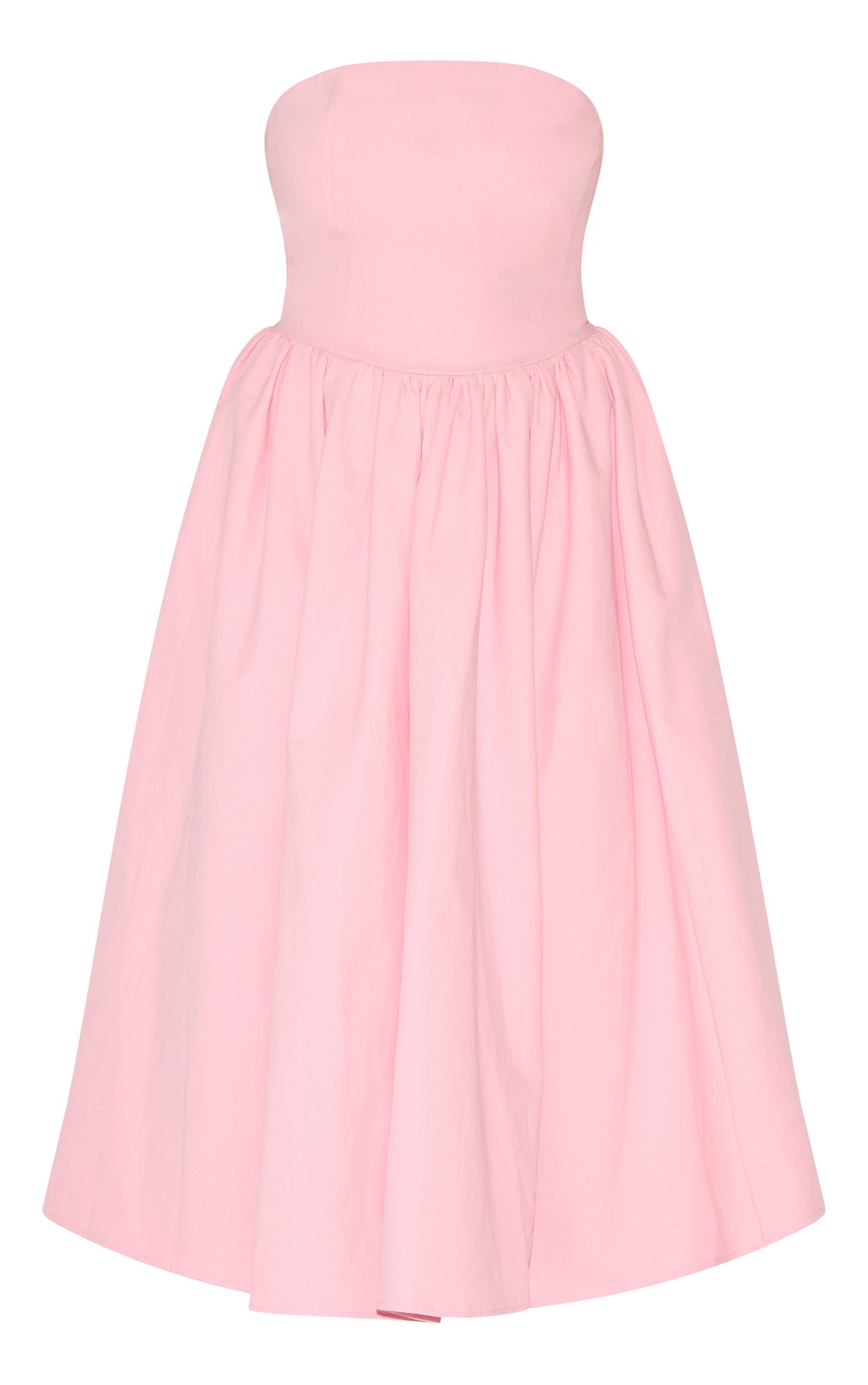 Rose Bonbon Robe Midaxi Patineuse Grande Taille À Bandeau Froncé En Tissu Tissé