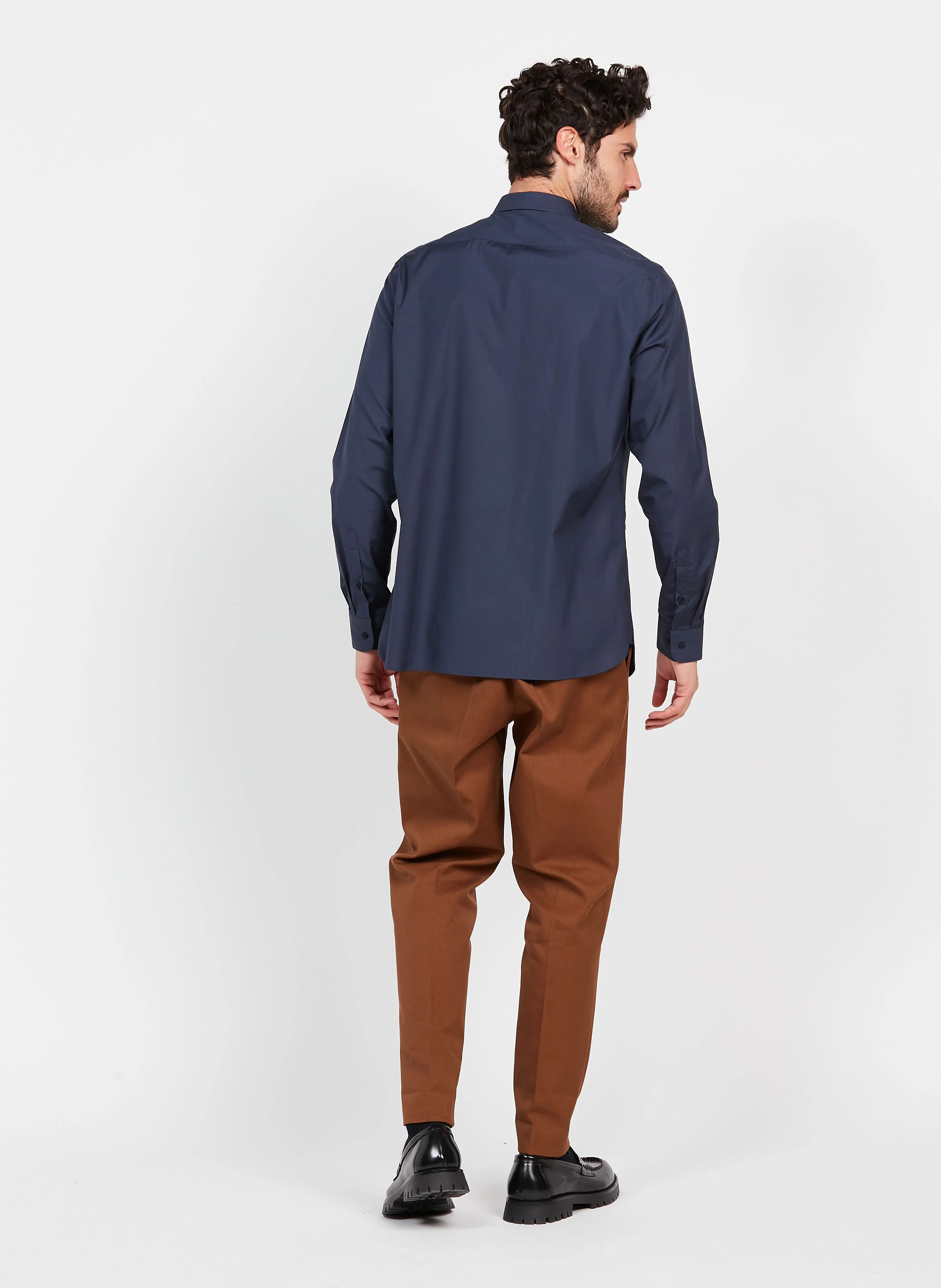 Chemise col classique regular-fit en coton| Bleu
