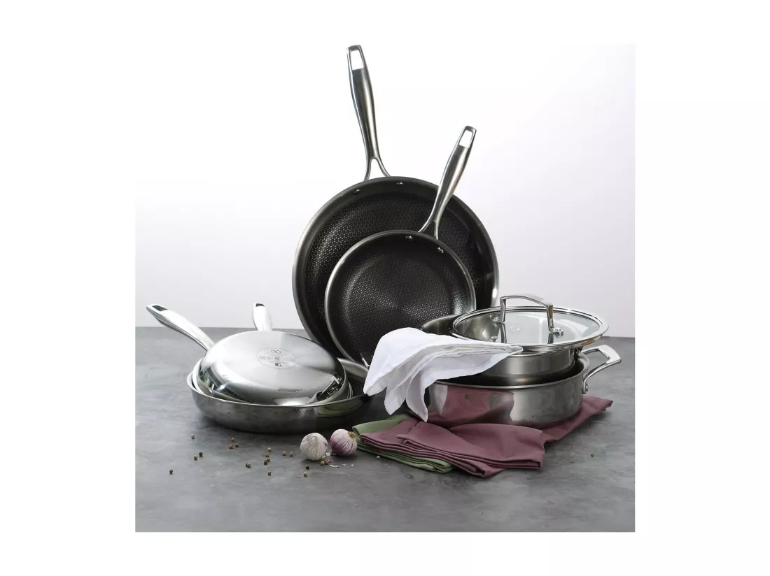 Set de poêles à frire MasterPRO en acier inoxydable Ø24x4,7 cm + Wok Ø28x8 cm