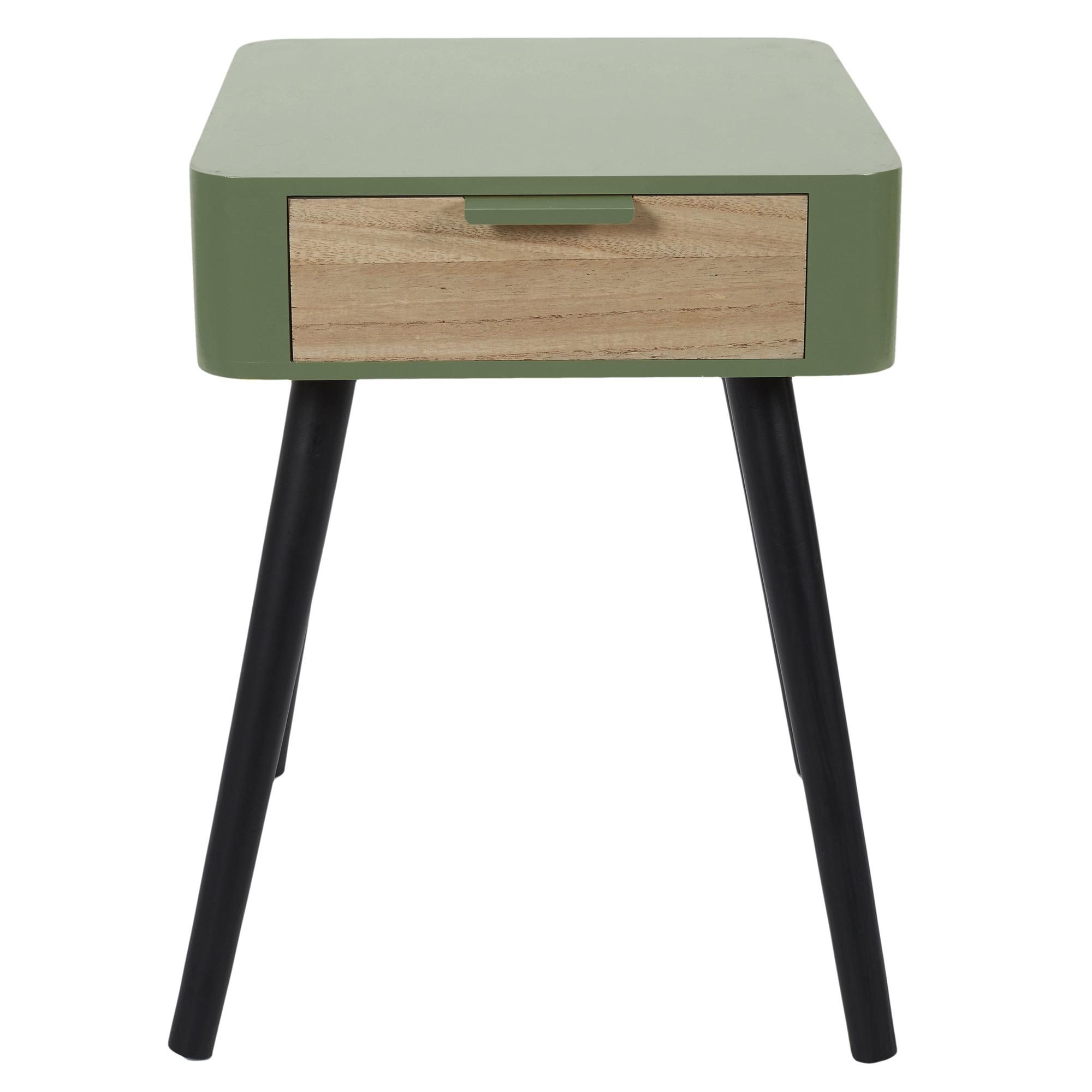 CHEVET 1 TIROIR EN BOIS VERT KAKI