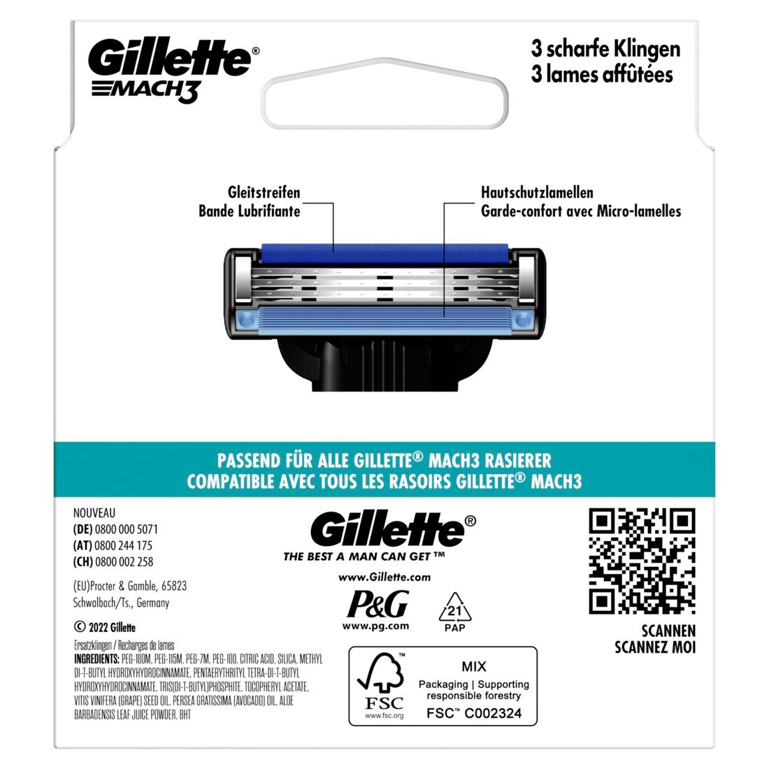 Gillette Mach3 Systemklingen 6er SmartBox Nassrasierer Rasierer