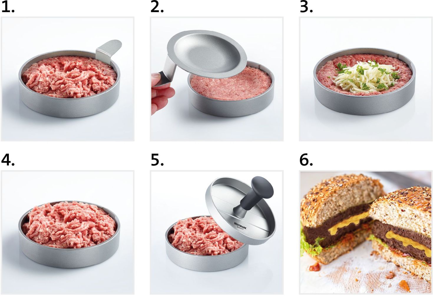 Westmark Hamburgermaker mit Heber Uno Plus silber