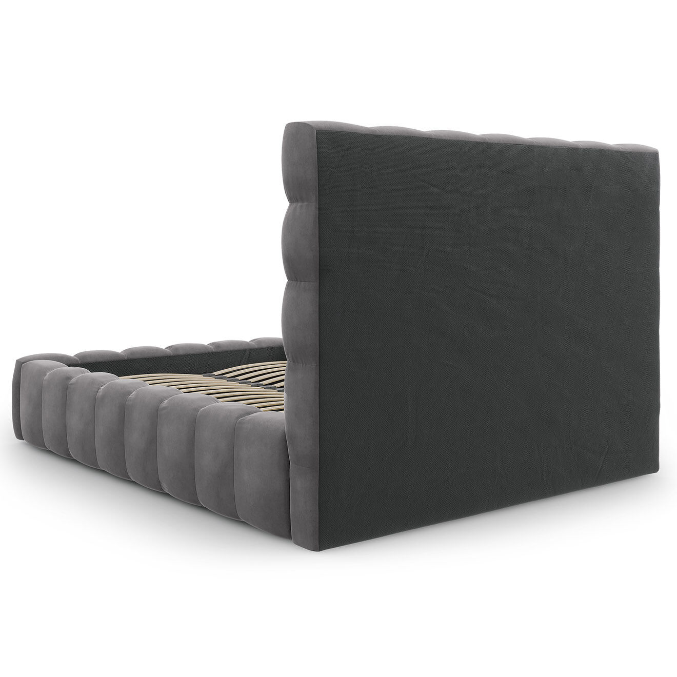 Cosmopolitan Design Lit avec coffre de rangement Bali Velours gris - 140x200 cm
