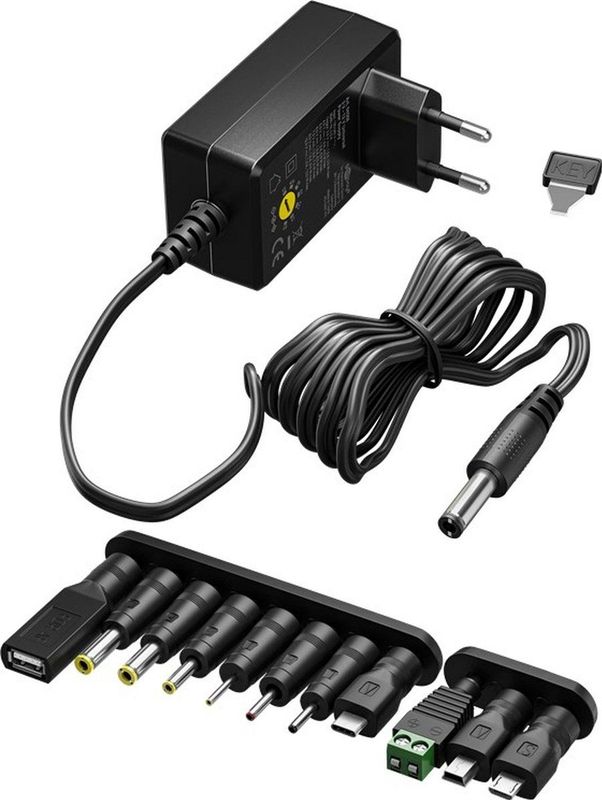 Goobay - Universele Voedingseenheid - Lader - Met USB-C Adapter - Variabele Spanning