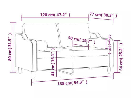 Canapé 2 places avec oreillers jaune clair 120 cm tissu