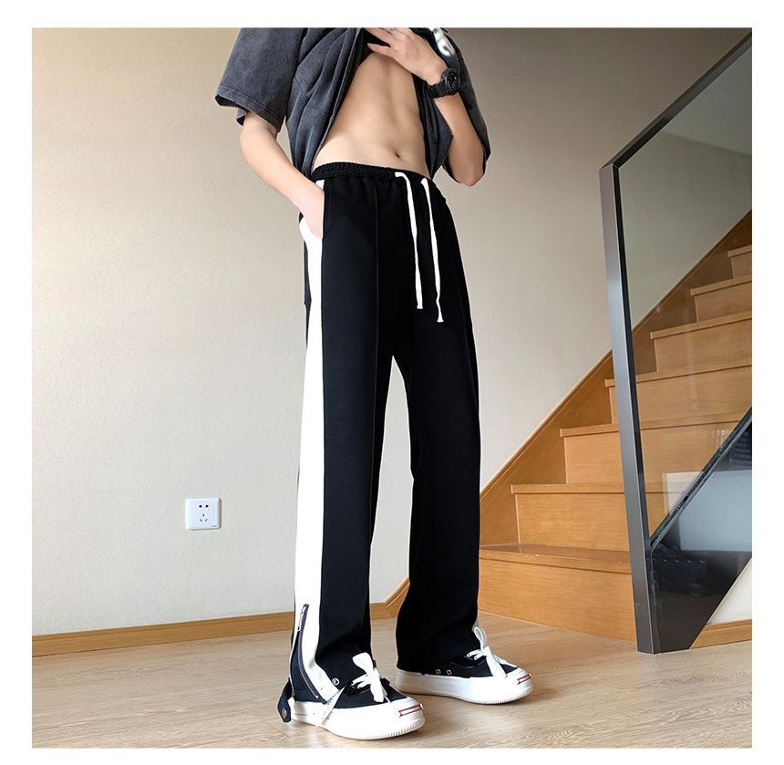 POSI - Tweekleurige joggingbroek met rechte pijpen en rits