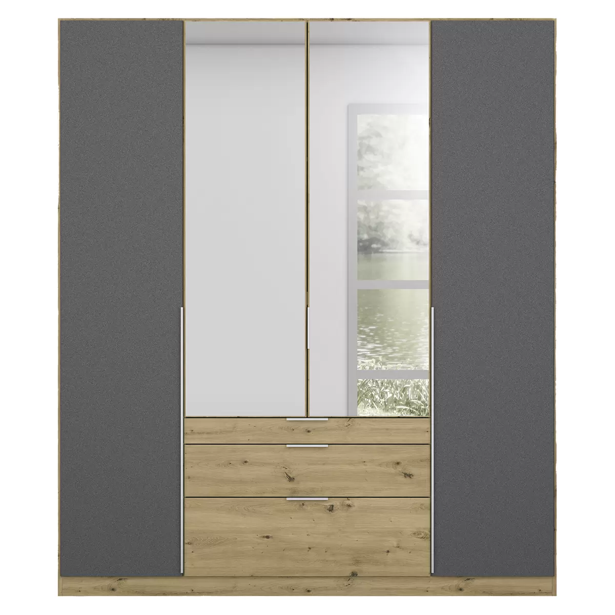 Kleiderschrank 4-trg. Alabama-Extra anthrazit,Artisan Eiche