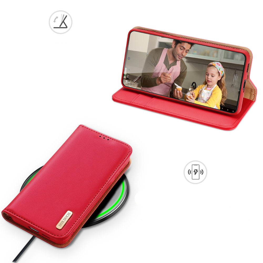 Samsung Galaxy S22 5G Flip Wallet Cover Echtleder Tasche (RFID Schutz) - Rot
