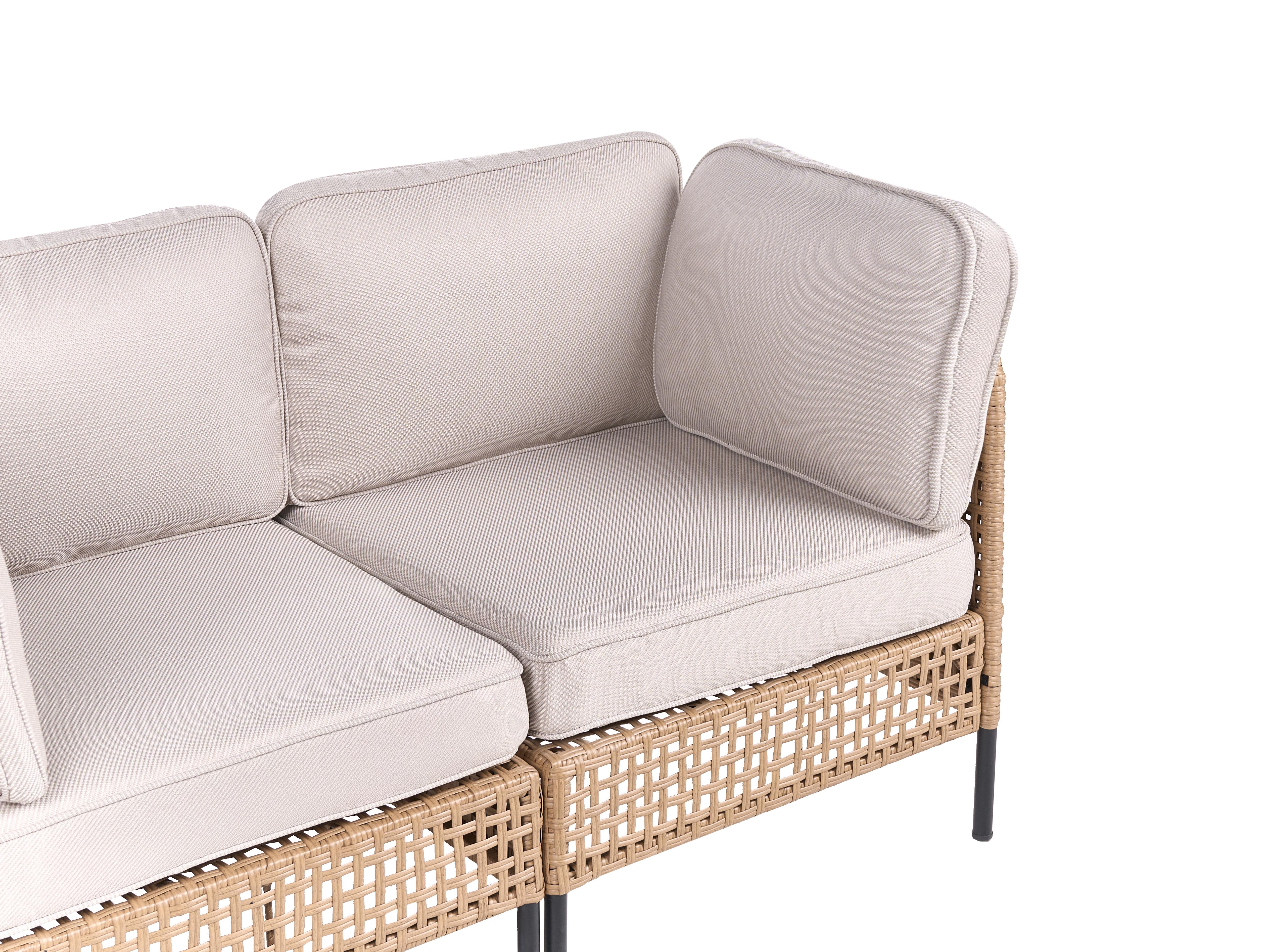 Tuinbank met tafel 2-zits OMEGANA PE rotan Lichtbeige