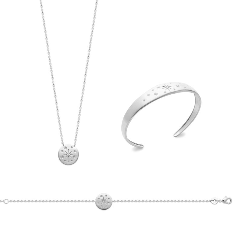 Collier Femme - Argent 925 - Oxyde de zirconium - Longueur : 45 cm