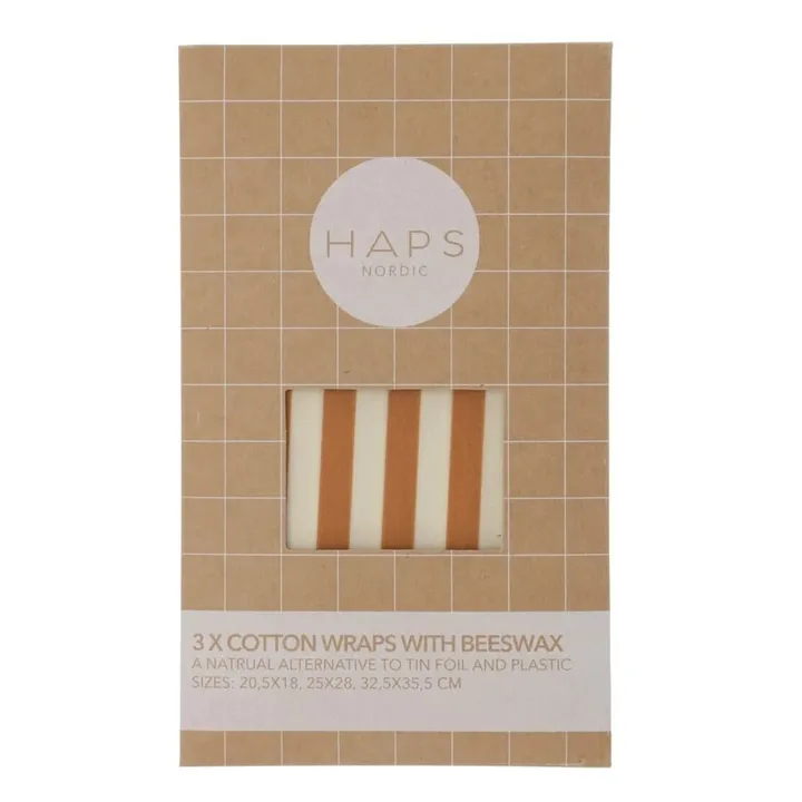 Haps Nordic Emballage alimentaire à la cire d'abeille - Pack de 3 | Terracotta