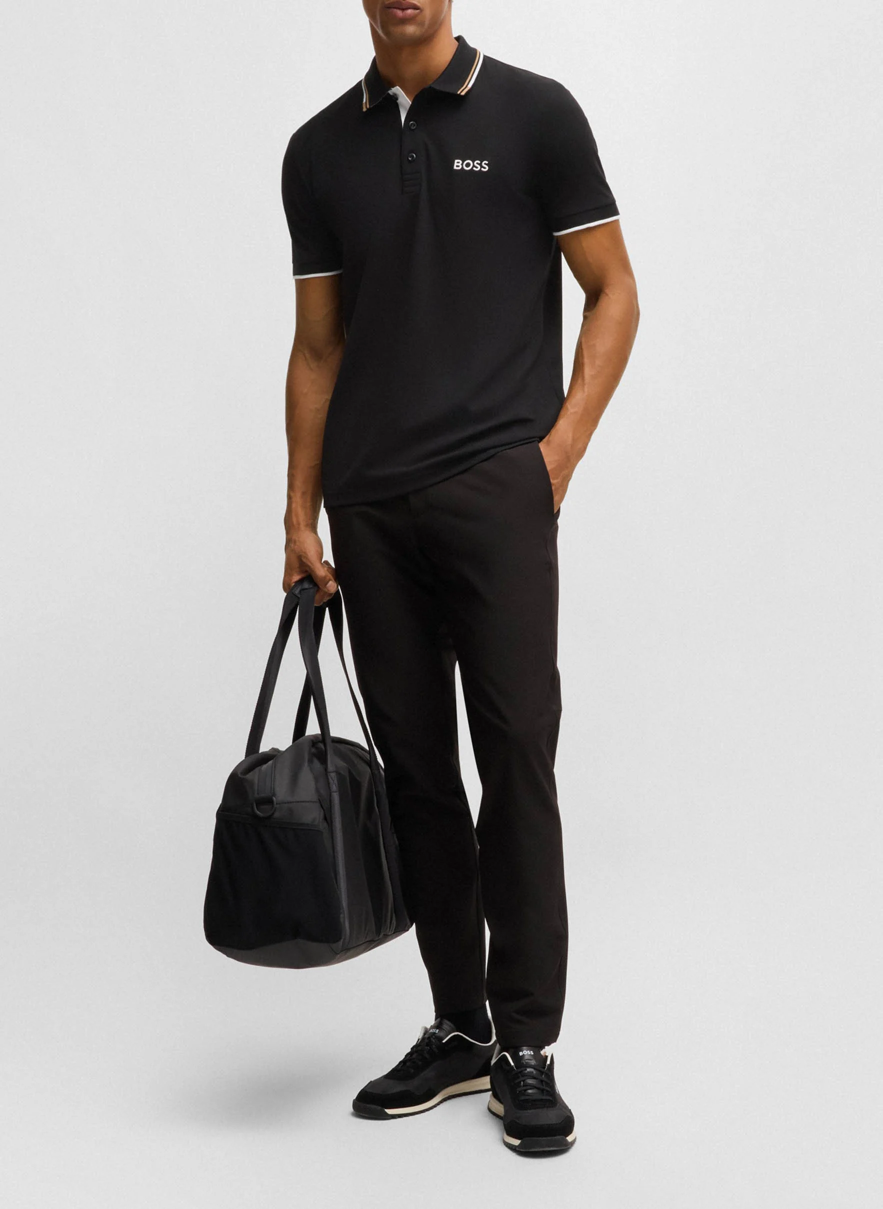 Polo en coton mélangé | Noir