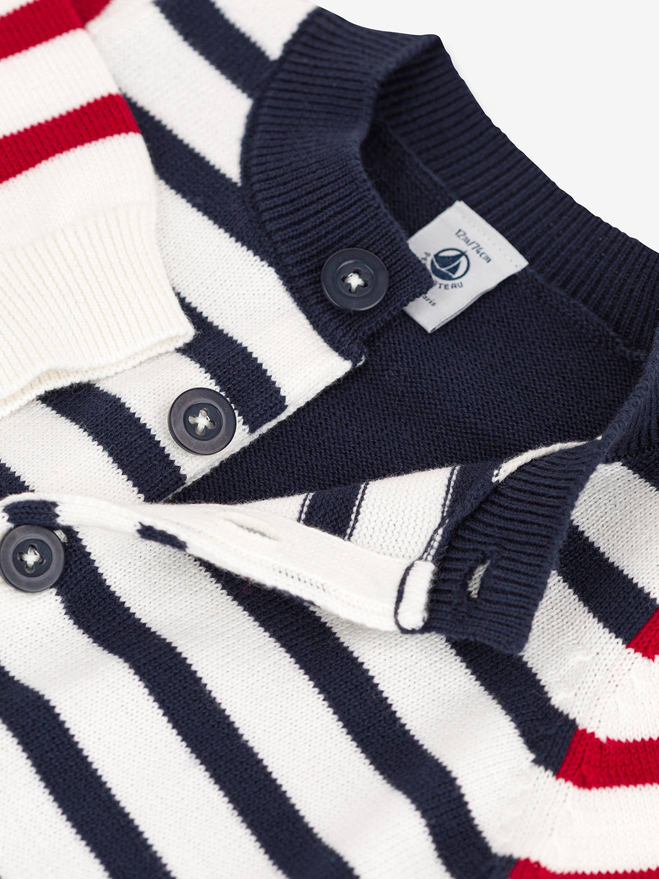 Cardigan infantil PETIT BATEAU em malha de algodão cru