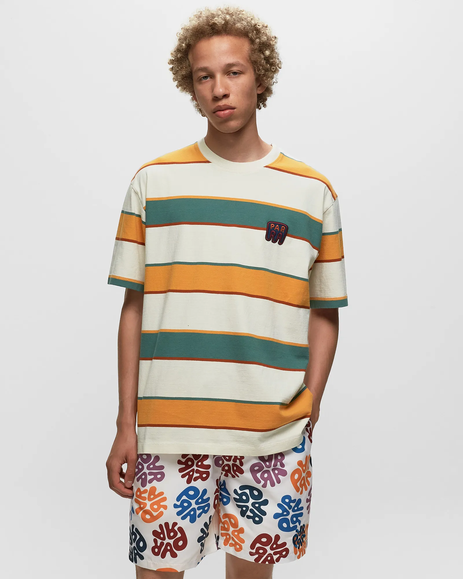 By Parra Fast Food Logo Striped Tee