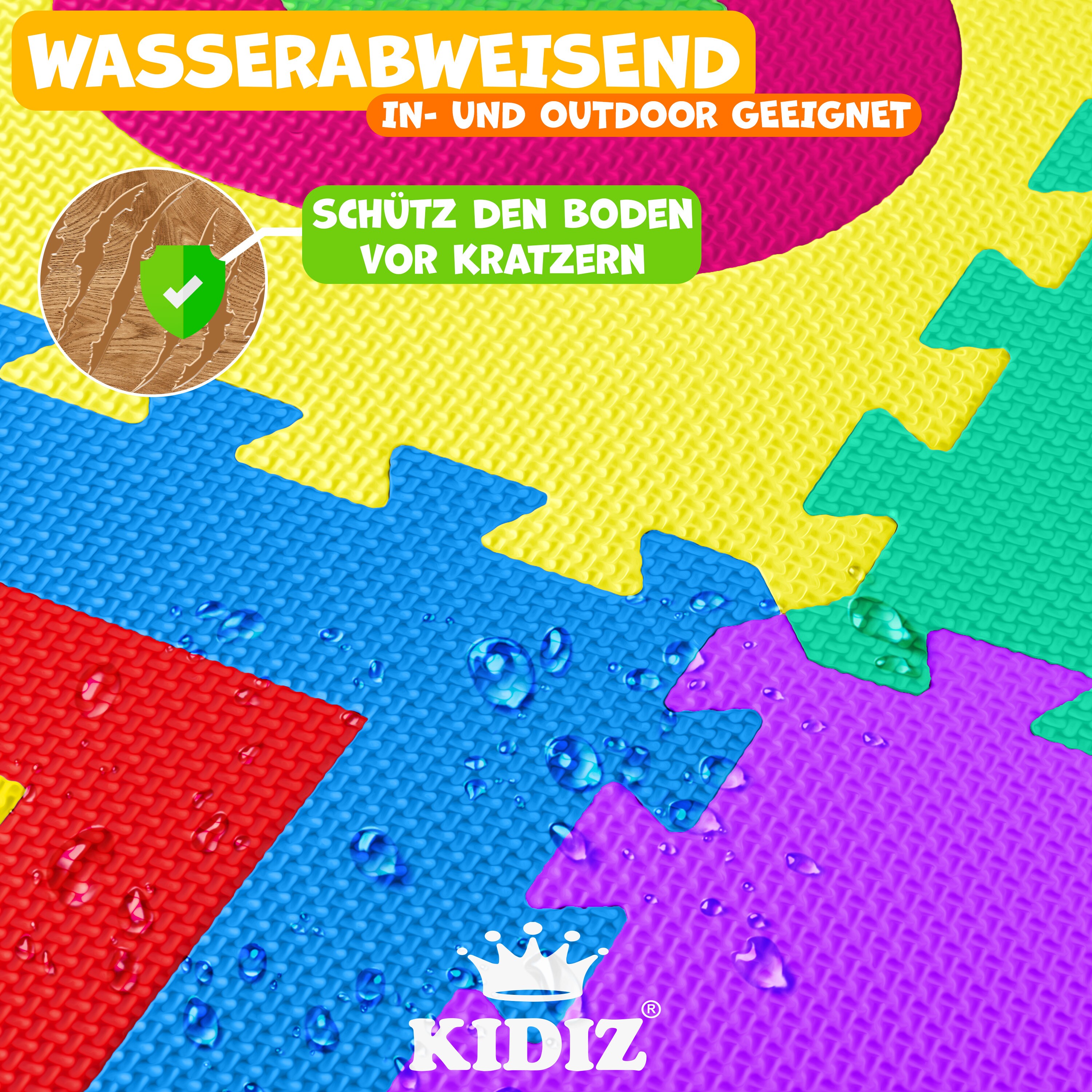 KIDIZ® 86 teilige Puzzlematte Kinderspielteppich Spielmatte Spielteppich Schaumstoffmatte Kinderteppich, Puzzle Zahlen und Buchstaben Schutzmatte