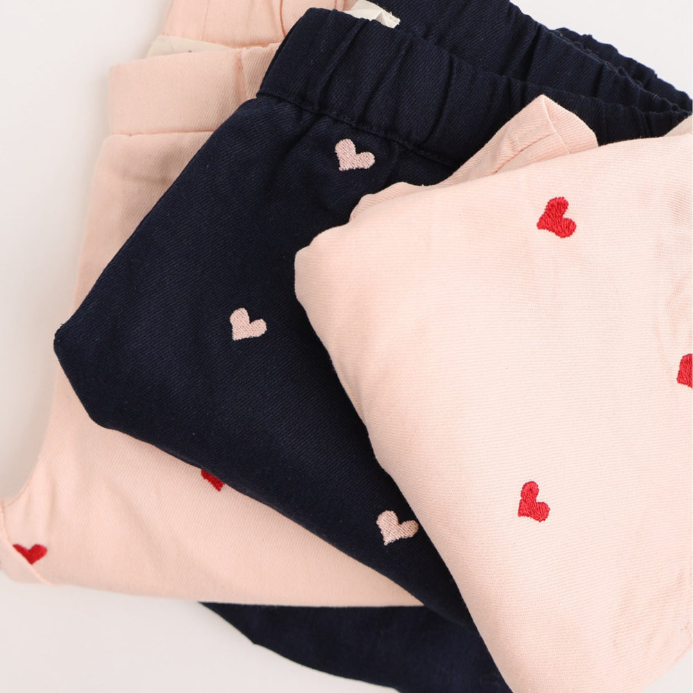 Køb COPENHAGEN COLORS Dusty Rose W. Berry Hearts Twill Heart Bukser
