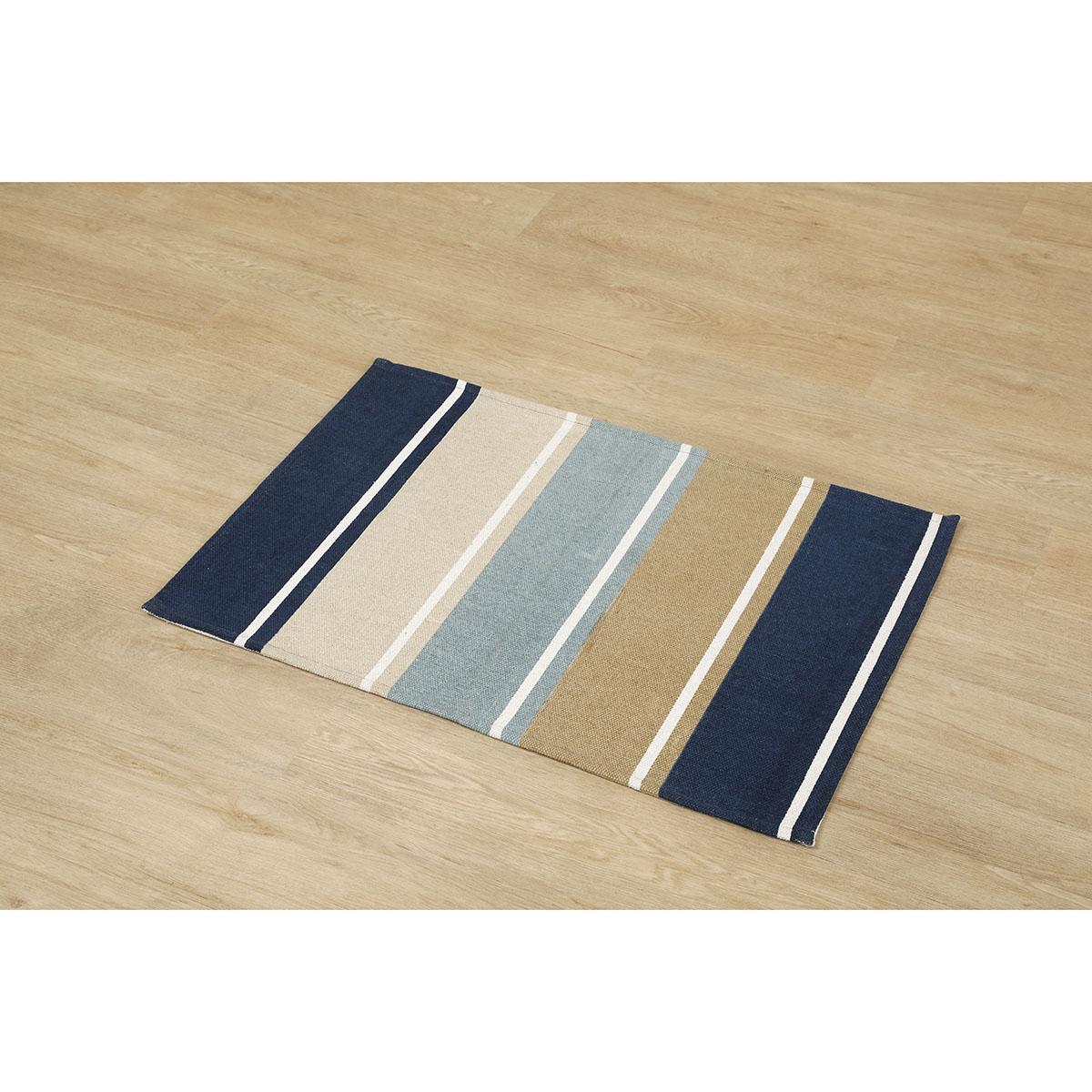 TAPIS IMPRIME 5 COULEURS 60X90CM NATUREL BLEU