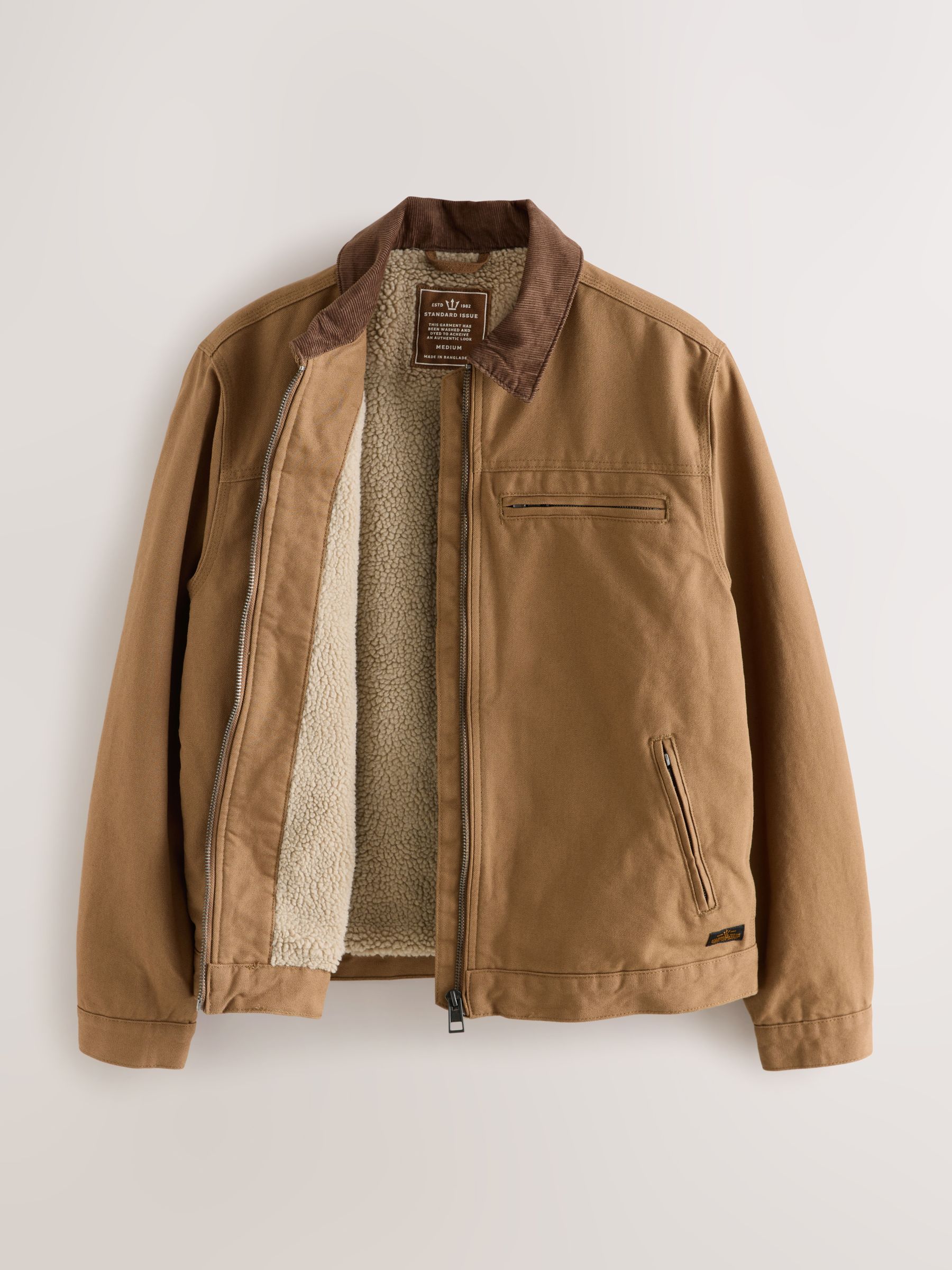 Lichtbruin - Canvas Borg Lined Jacket