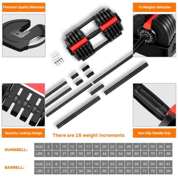 Odin Justerbar manual 40 kg 2 i 1 sett (inkl. vektstang)