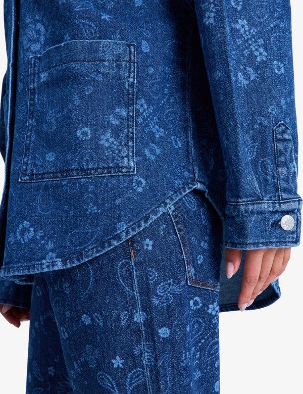 Kick Back Washed Surchemise Bleu Femme
