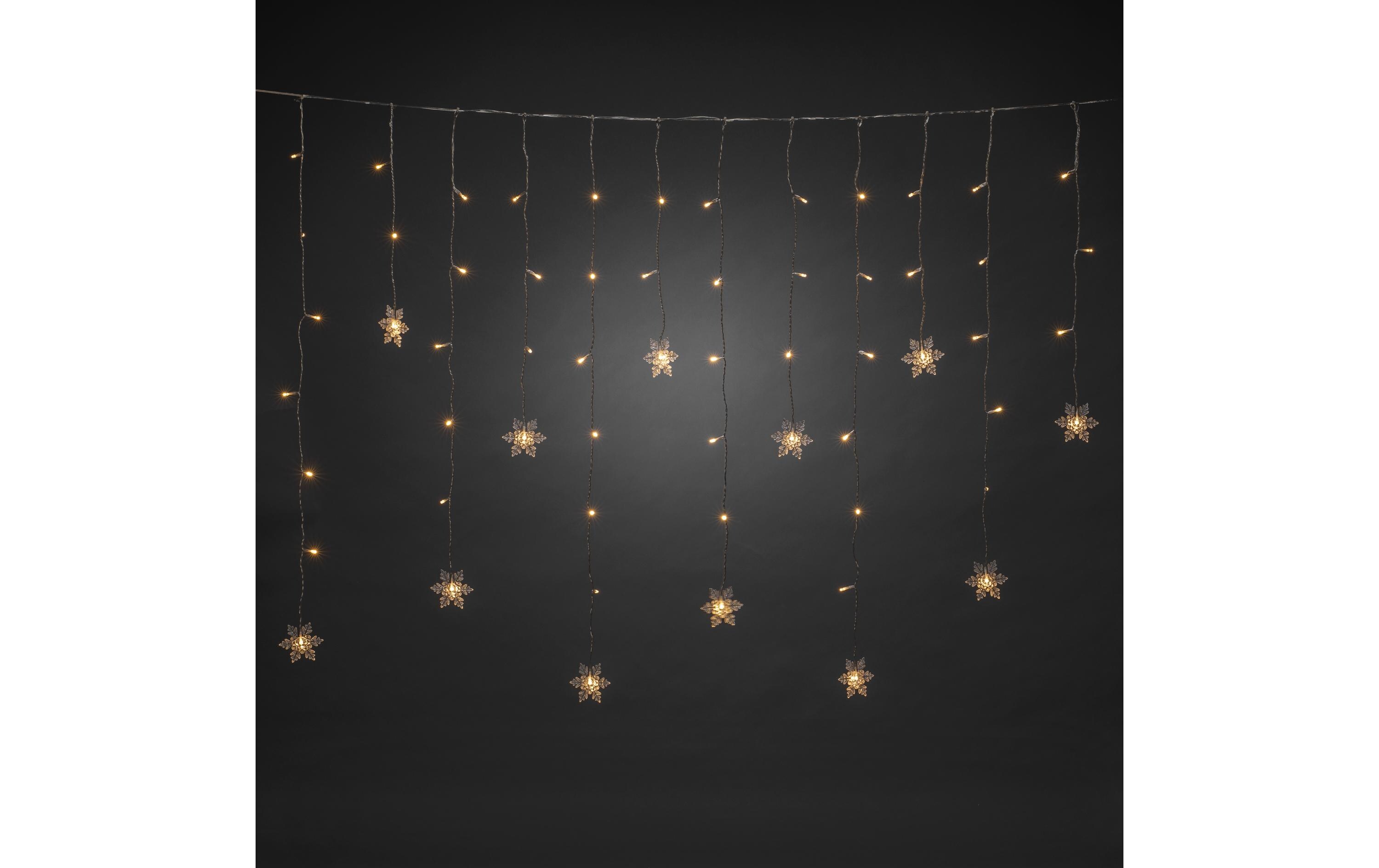 LED-Lichtervorhang Schneeflocken, 60 LED, 1.4 m, OutdoorLED Schneeflockenvorhang