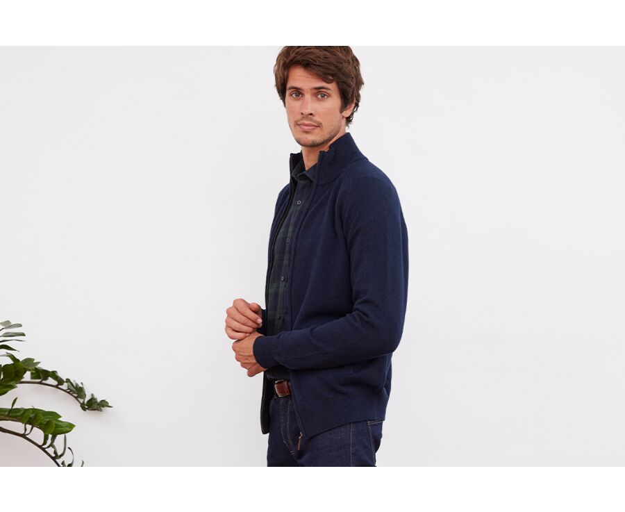 Gilet zippé homme laine Bleu Marine - KANE