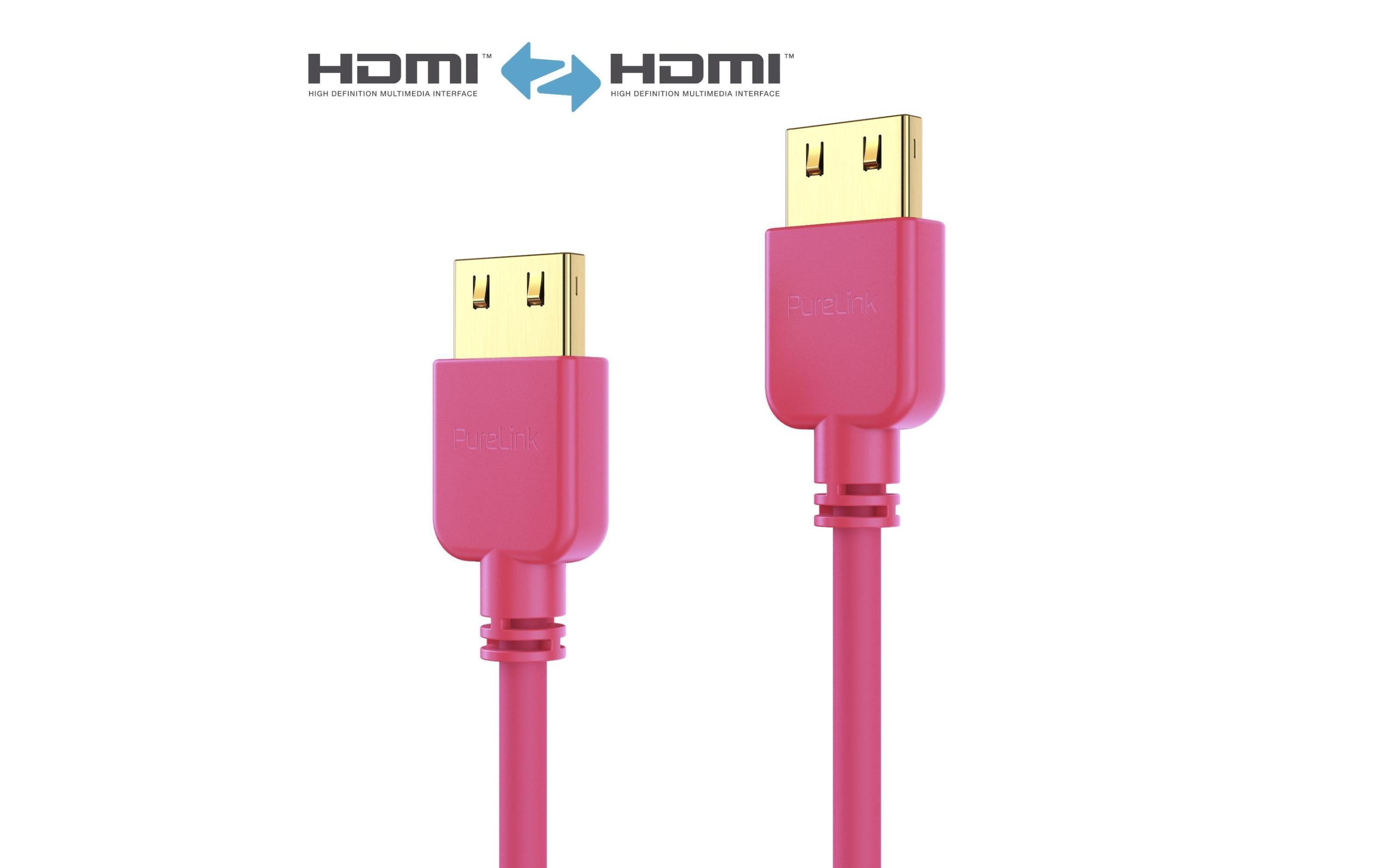 Kabel Slim HDMI - HDMI, 2 mUltra dünnes, flexibles High Speed PureInstall HDMI-Kabel mit Ethernet und SLS