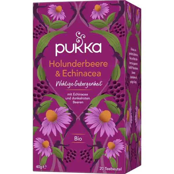 Bio-Früchte-Kräutertee Holunderbeere & Echinacea, mit Echinacea und dunkelroten Beeren