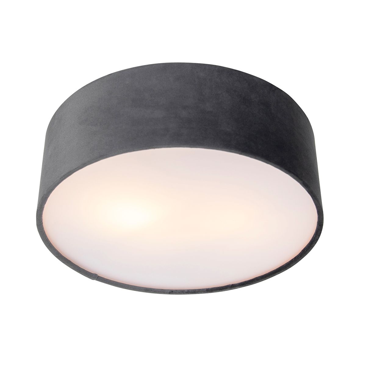 Moderne plafondlamp grijs 30 cm met gouden binnenkant - Drum