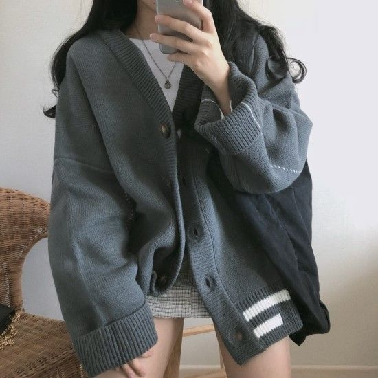 Strawolf - Oversized gebreide cardigan met contrasterende afwerking