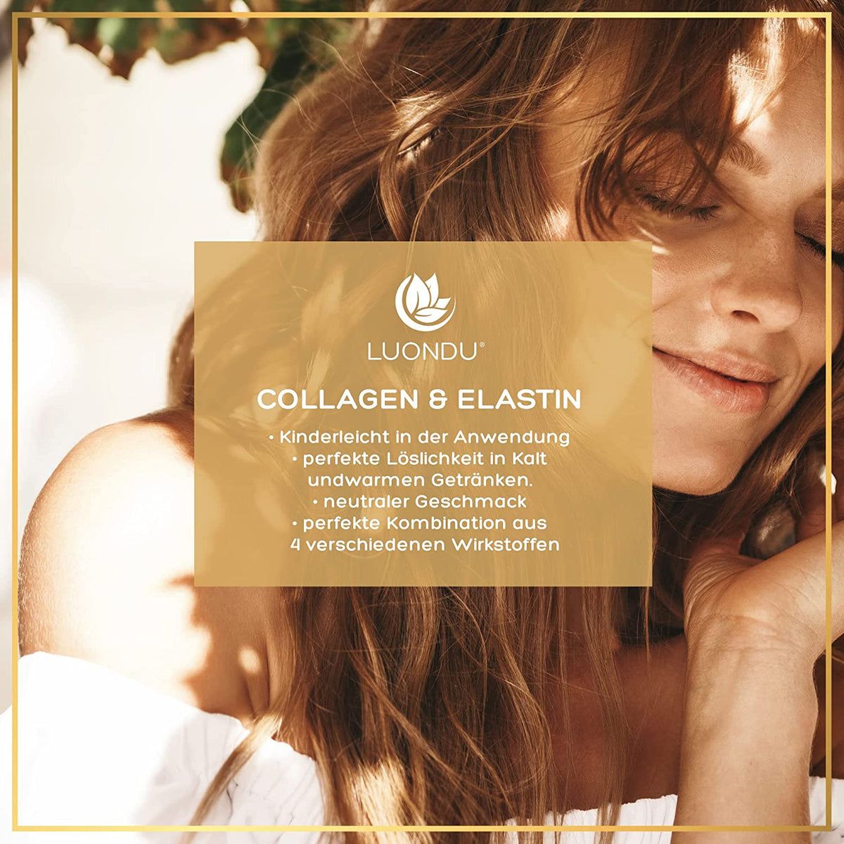 Kollagen Pulver mit Elastin, Hyaluron, Vitamin C von Luondu